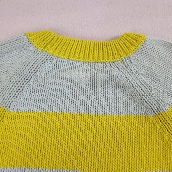 Mersea Voyageur Chunky Knit Sweater S Striped Blue Yellow Nautical Coastal Beach - Picture 4 of 10